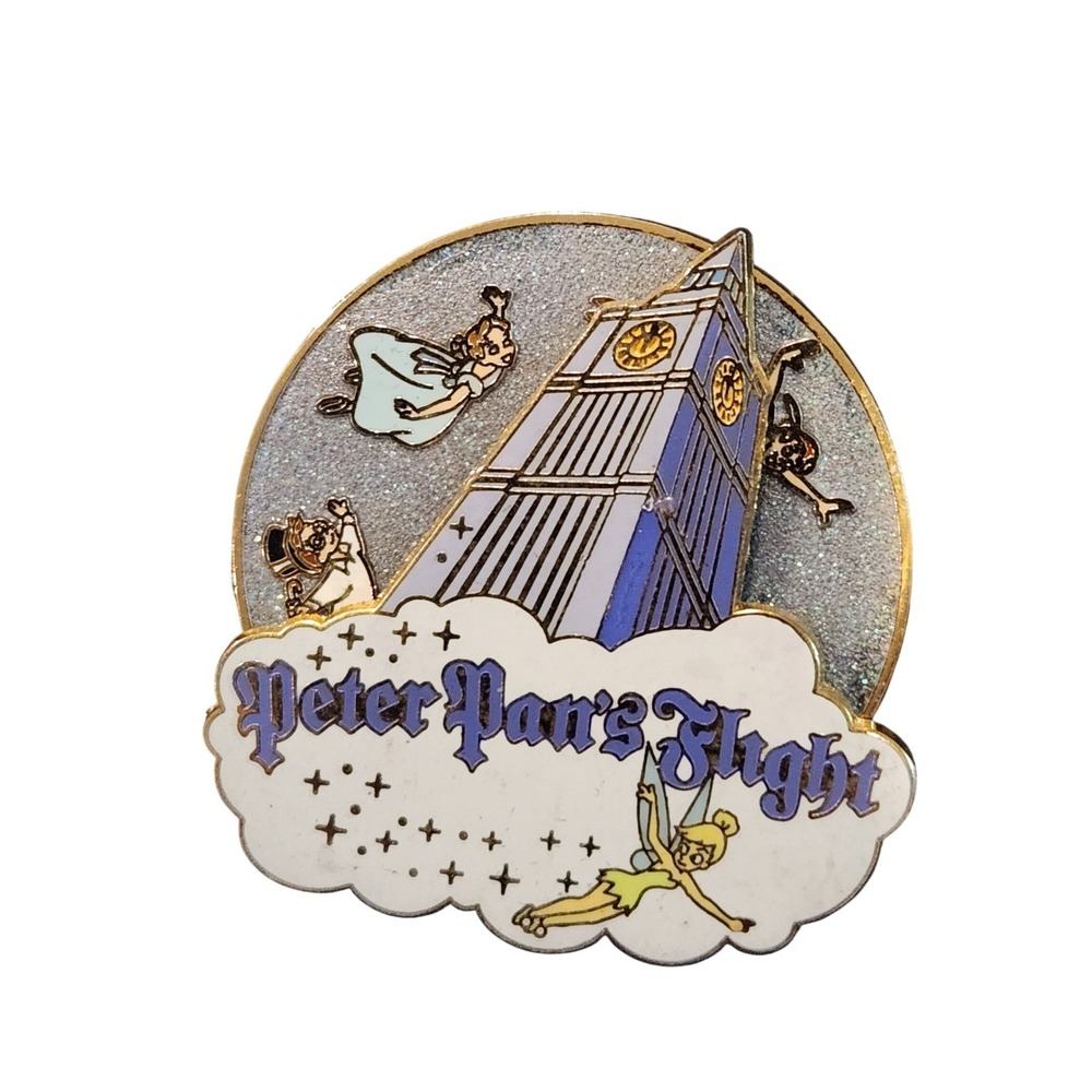 Disney Pin Peter Pan's Flight Attraction Logo 3D Spinner Glitter 45583 2006